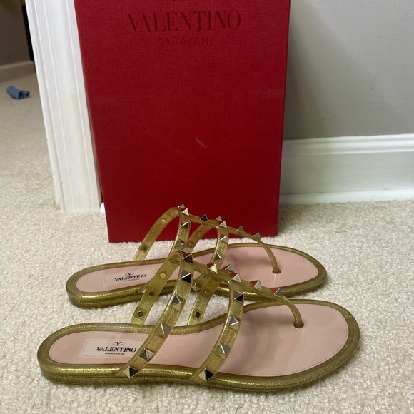 Valentino Rockstud Glitter PVC Thong Sandals - Picture 6 of 11